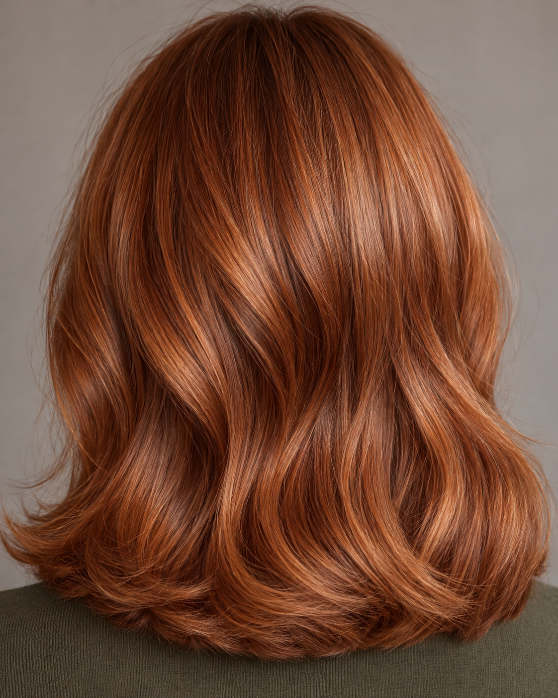 Close rear view of a rich copper-auburn colour finish